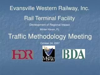 Evansville Western Railway, Inc. Rail Terminal Facility Development of Regional Impact
