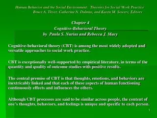 Chapter 4 Cognitive-Behavioral Theory by Paula S. Nurius and Rebecca J. Macy