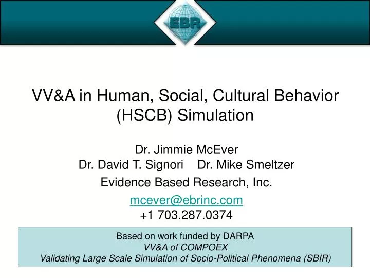 vv a in human social cultural behavior hscb simulation