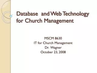 Database and Web Technology for Church Management