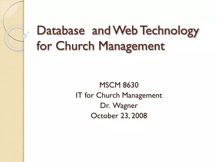 database and web technology for church management