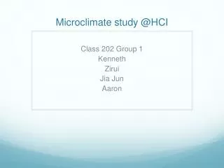 Microclimate study @HCI