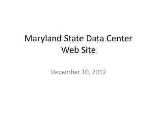 Maryland State Data Center Web Site