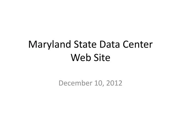maryland state data center web site
