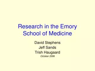 Research in the Emory School of Medicine