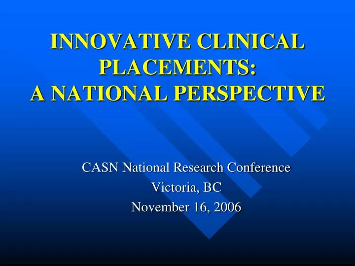 innovative clinical placements a national perspective