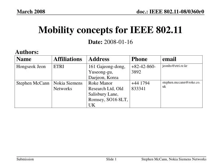 mobility concepts for ieee 802 11