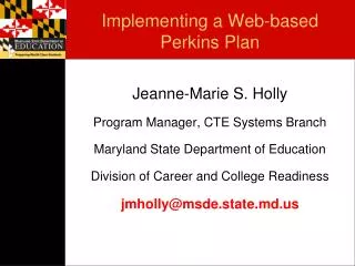 Implementing a Web-based Perkins Plan
