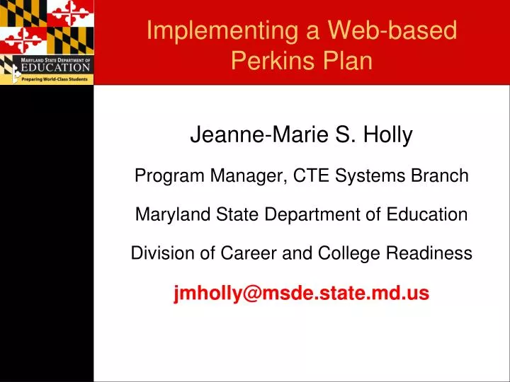 implementing a web based perkins plan