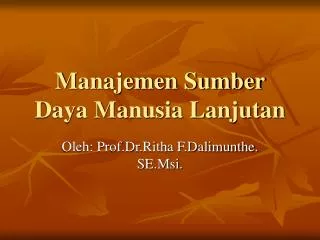 manajemen sumber daya manusia lanjutan
