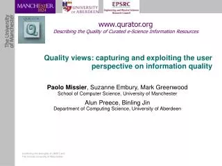 Quality views: capturing and exploiting the user perspective on information quality