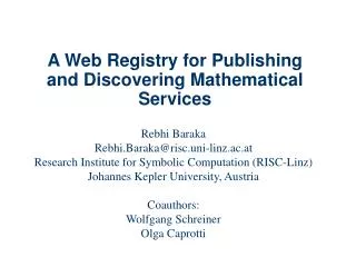 A Web Registry for Publishing and Discovering Mathematical Services