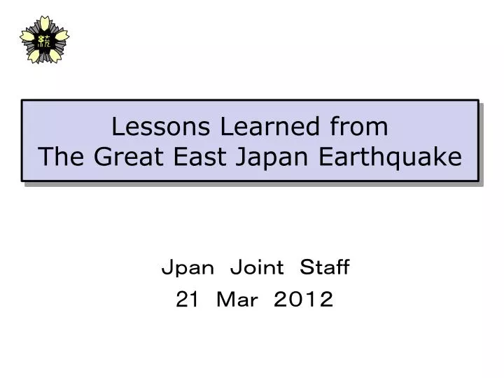 lessons learned from the great east japan earthquake