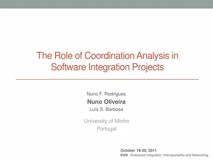 the role of coordination a nalysis in software i ntegration p rojects