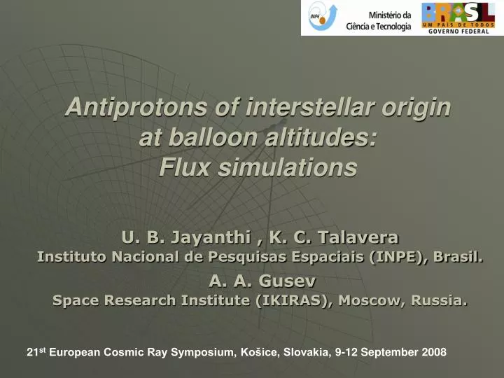 antiprotons of interstellar origin at balloon altitudes flux simulations