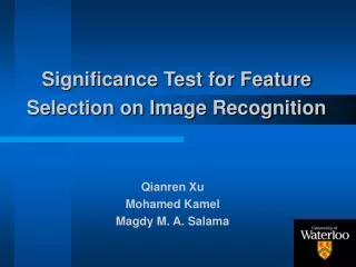 Significance Test for Feature Selection on Image Recognition