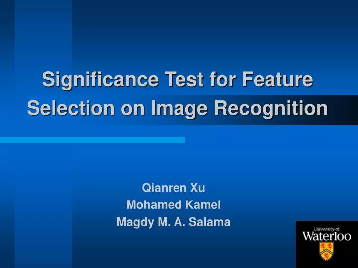 significance test for feature selection on image recognition