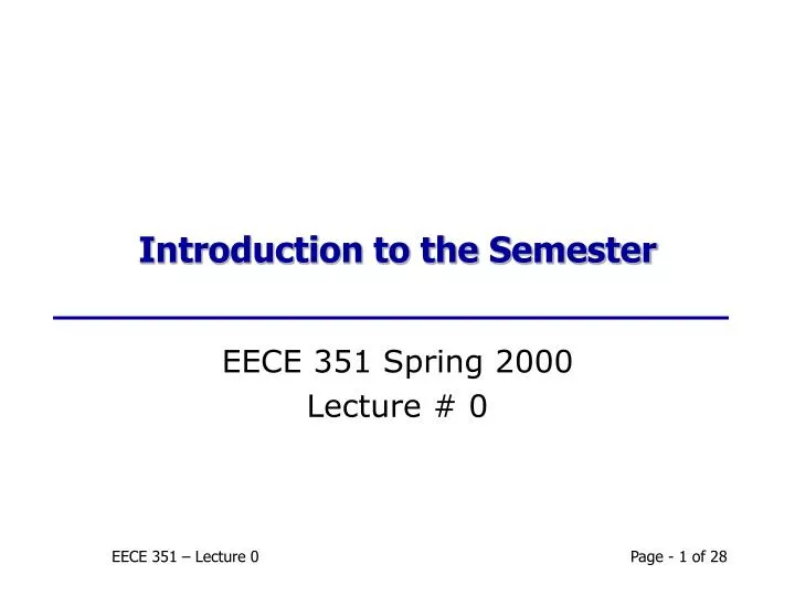 introduction to the semester