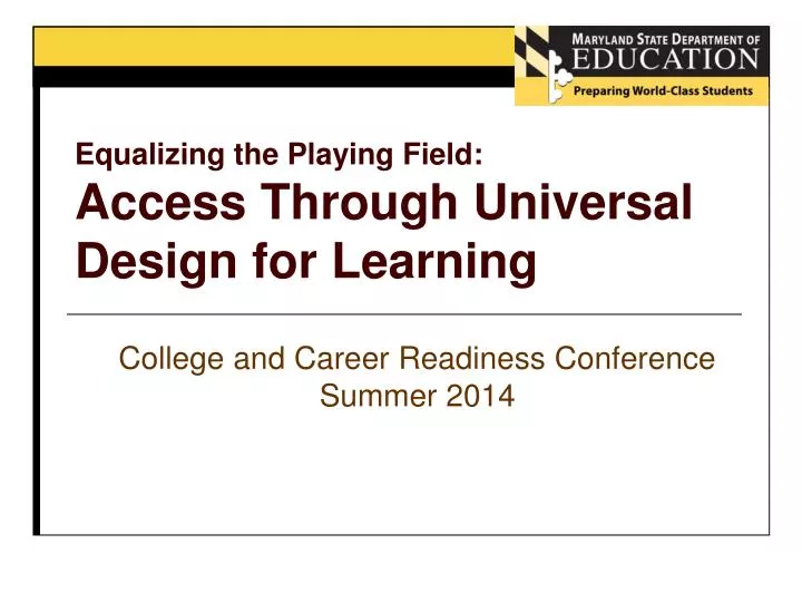 equalizing the playing field access through universal design for learning