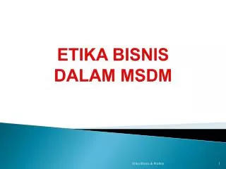etika bisnis dalam msdm