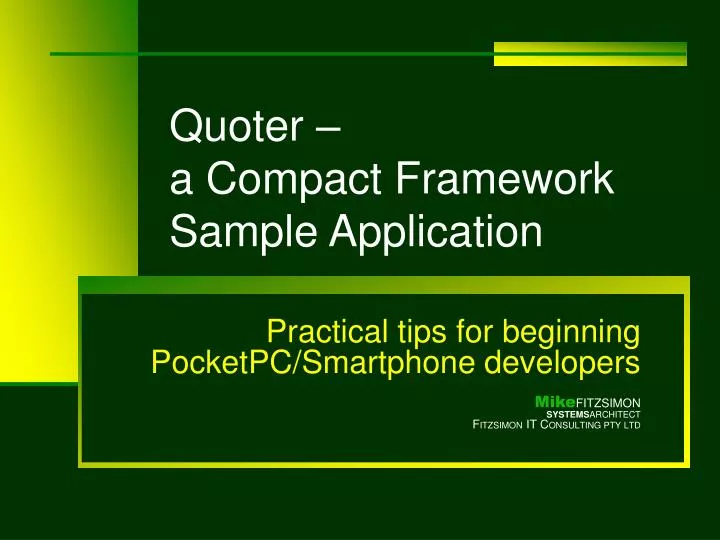 quoter a compact framework sample application