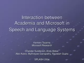 interaction between academia and microsoft in speech and language systems