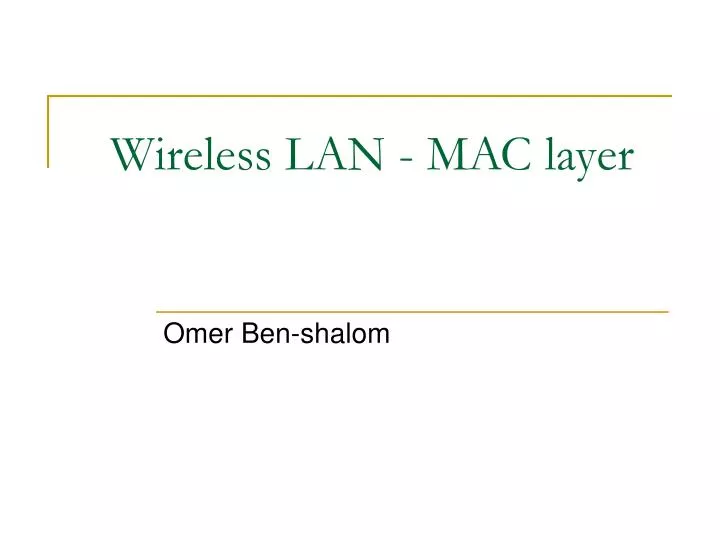 wireless lan mac layer