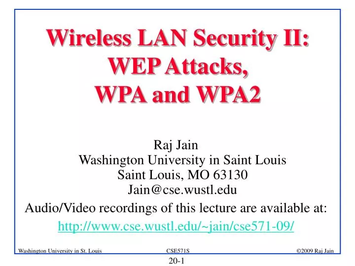wireless lan security ii wep attacks wpa and wpa2