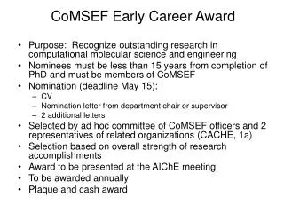 CoMSEF Early Career Award