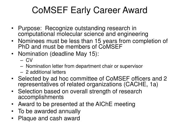 comsef early career award