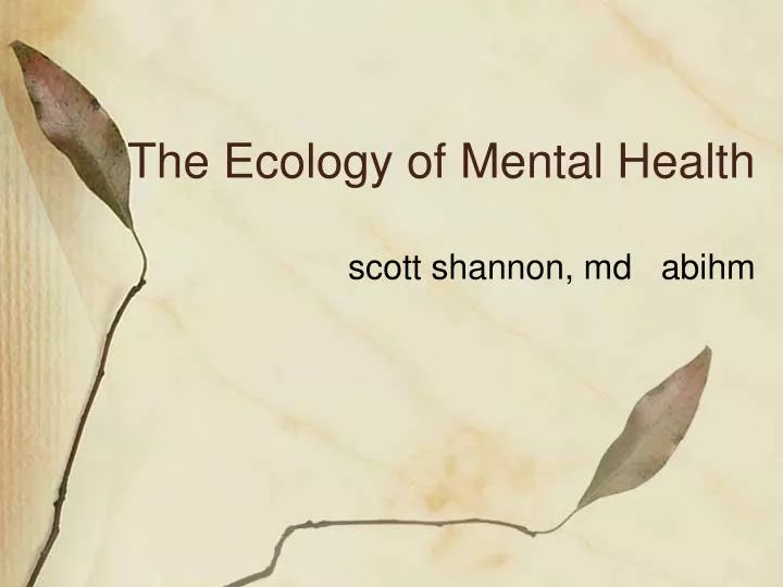 the ecology of mental health