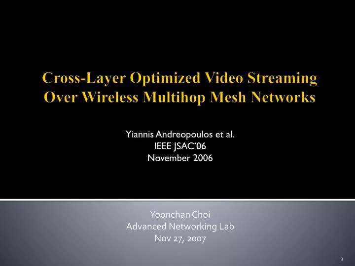 yiannis andreopoulos et al ieee jsac 06 november 2006