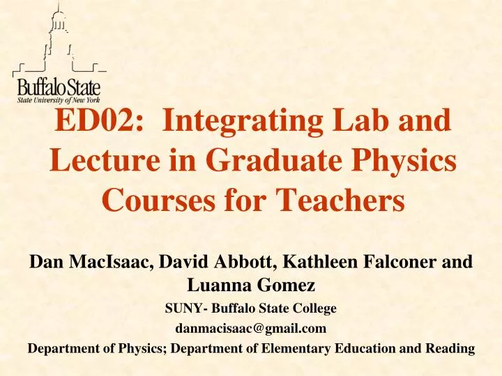 ed02 integrating lab and lecture in graduate physics courses for teachers