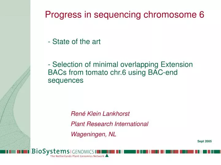 progress in sequencing chromosome 6