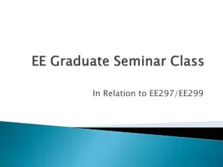 EE Graduate Seminar Class