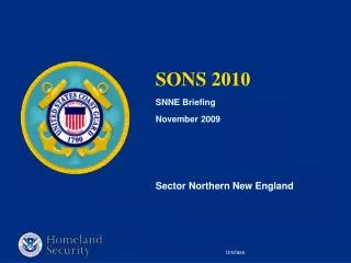 SONS 2010 SNNE Briefing November 2009 Sector Northern New England