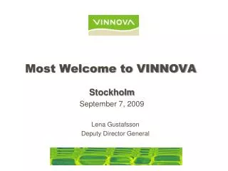 Most Welcome to VINNOVA