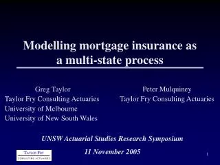 Modelling mortgage insurance as a multi-state process