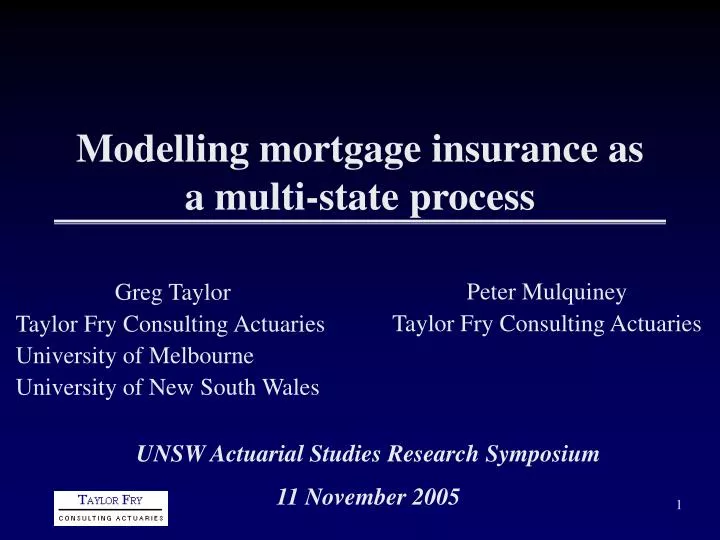 modelling mortgage insurance as a multi state process