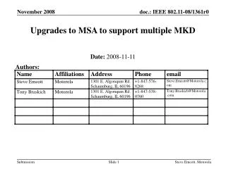 Upgrades to MSA to support multiple MKD