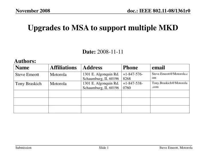 upgrades to msa to support multiple mkd
