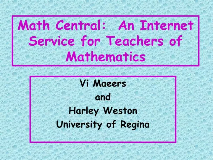 math central an internet service for teachers of mathematics