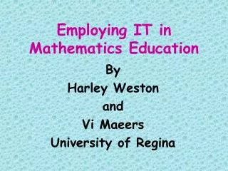 Employing IT in Mathematics Education