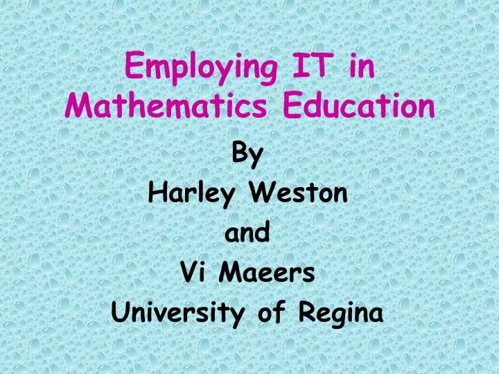 employing it in mathematics education