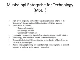 Mississippi Enterprise for Technology (MSET)