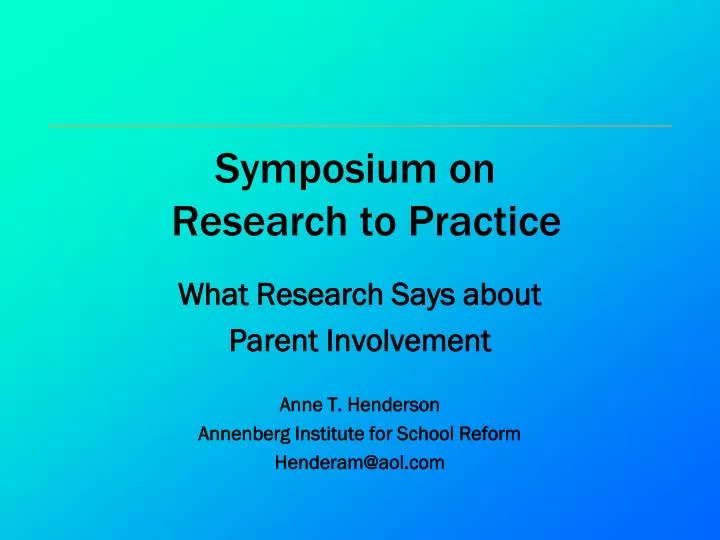 symposium on research to practice