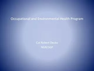 Occupational and Environmental Health Program