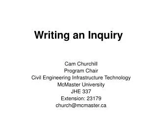Writing an Inquiry
