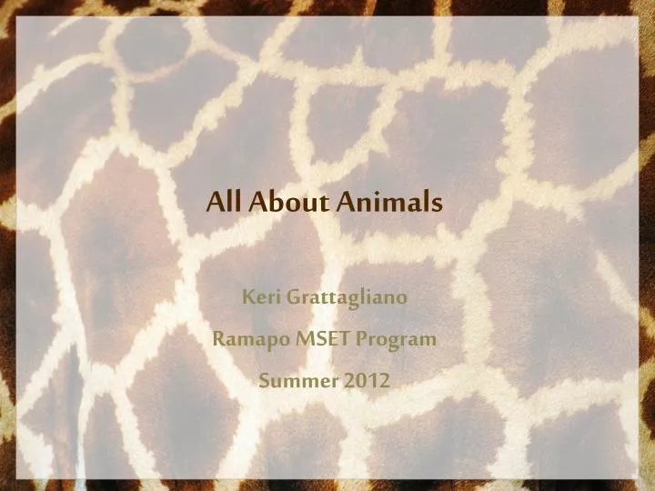 all about animals