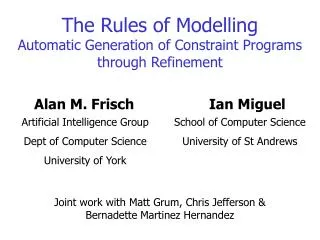 The Rules of Modelling Automatic Generation of Constraint Programs through Refinement